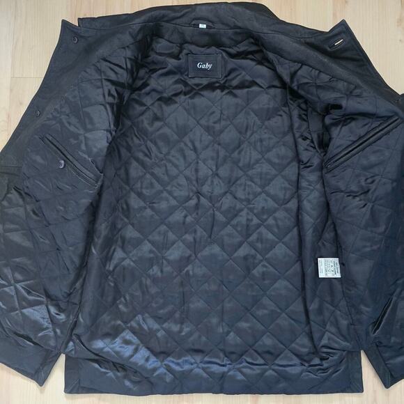 Gaby Men's Black Genuine Leather Jacket Overcoat with Quilted Lining Size M - Picture 6 of 11